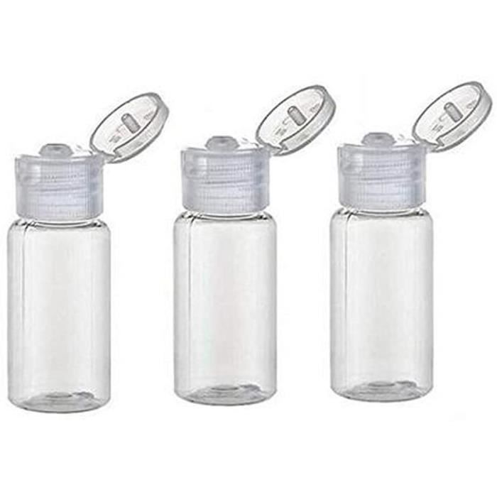 Lot De 20 Flacons Rechargeables 30 Ml Transparents Avec Bouchon à Rabat - Kit Voyage Avec Entonnoirs Et Étiquettes Pour Cosmétiques Et Toilette