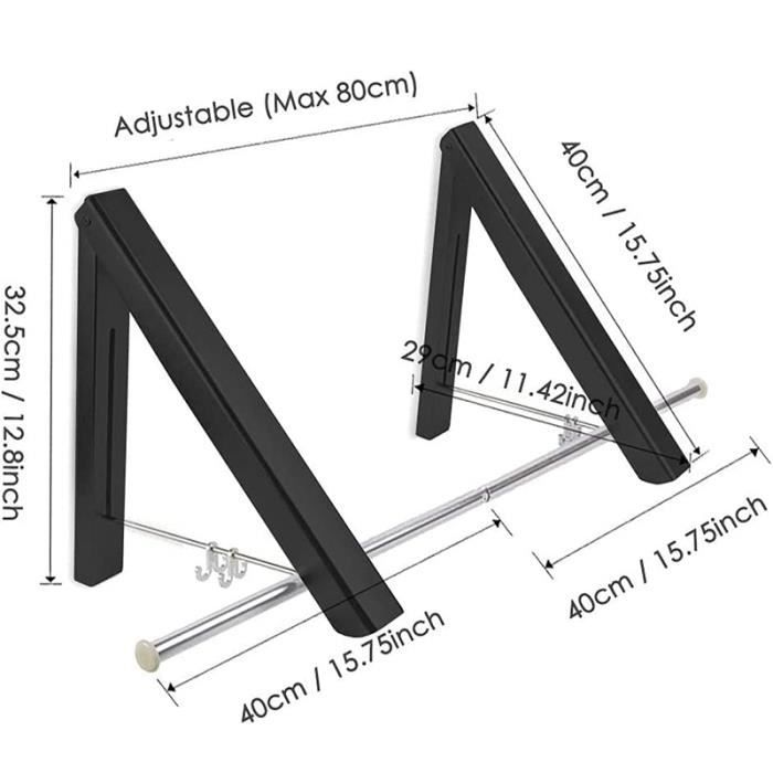 Cintre Mural Télescopique Et Pliable - Portable, Charge Max 5 Kg, Facile à Installer - 3