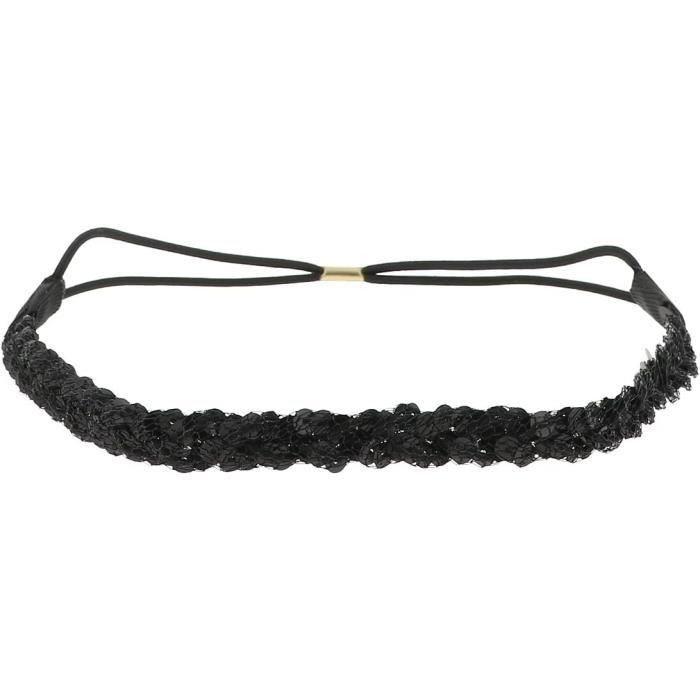 Bandeau Cheveux Femme Sequin Noir Bandeau Fin Élastique Taille Unique -  Headband Pour Coiffure Mariage Ou Soirée Strass Et Pa[u1238]