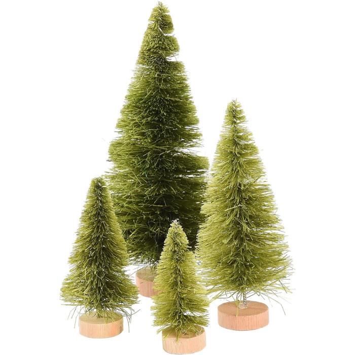 Lot De 6 Mini Sapins De Noël En Sisal Givré - Déco De Table, Artisanat, Bases En Bois - 10 à 25 Cm