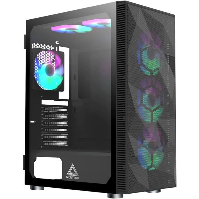 Boîtier gaming – MONTECH – X3 Mesh – Midi – Noir – Paroi en verre trempé