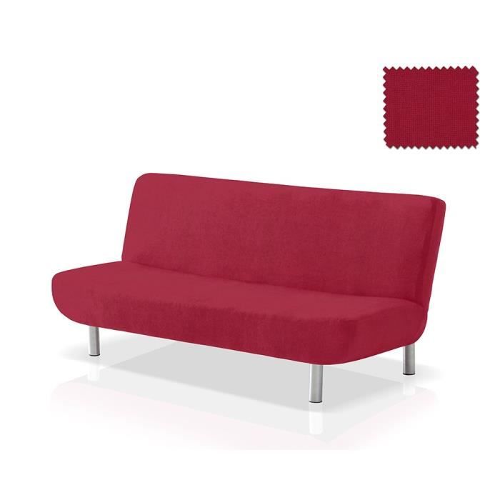 Housse Élastique Canapé Clic-Clac Ontario (180-200cm) Couleur E08 Bordeaux. COMPOSITION : 51% Coton - 45% Polyester- 4% Elastomère