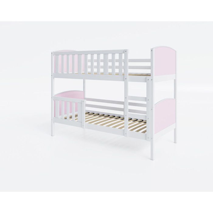 Lit Superposé Tom 90x190 Blanc - rose Lit Superposé Tom 90x190 Blanc - rose
