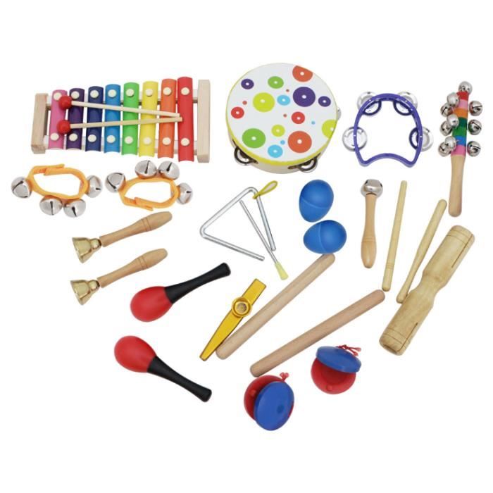 23 en 1 Kit d'instruments de musique en bois à percussion