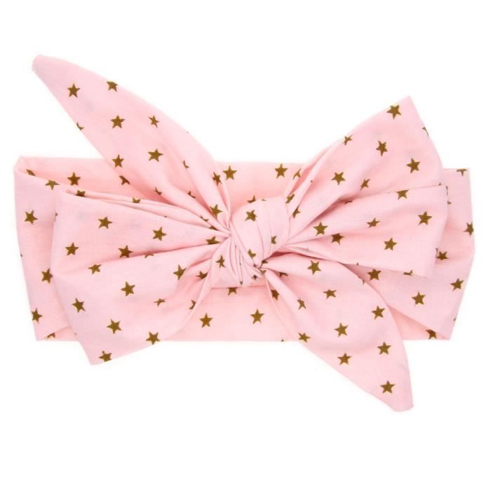 1 Joli Bandeau Bebe Fille A Nouer Selon Vos Envies Non Elastique Rose Etoiles Dorees Cdiscount Au Quotidien