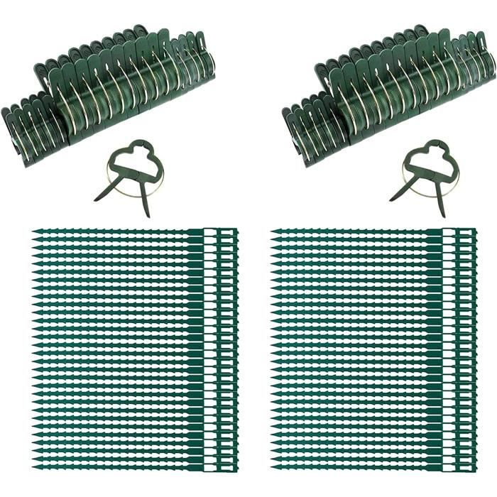 Clips Pour Plantes Grimpantes - Lot De 100 (50 Vert + 50 Blanc) - Support Vigne, Tomates, Légumes