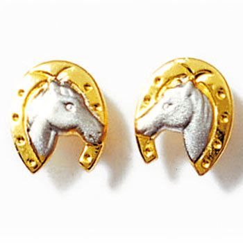 Boucles D'oreilles Pendantes Cheval Monnaie Antique - Or Jaune Acier Inox - Neuf Livré En 48h