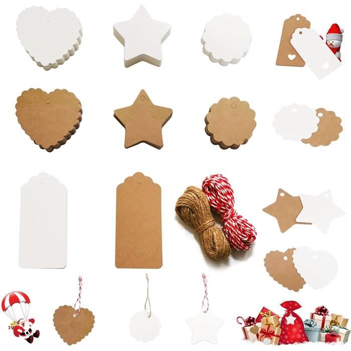 100 Étiquettes Cadeau Noël Vintage Avec Ficelle - 20 Styles Adorables En Papier Kraft Pour Emballages Festifs Et Décorations