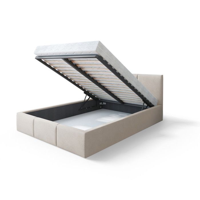 Lit coffre Tesia 160x200 - Sommier inclus Crème