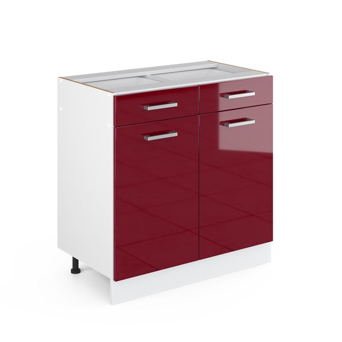 Meuble cuisine R-Line 80cm sans PT Rouge brillant/Blanc Vicco 30479