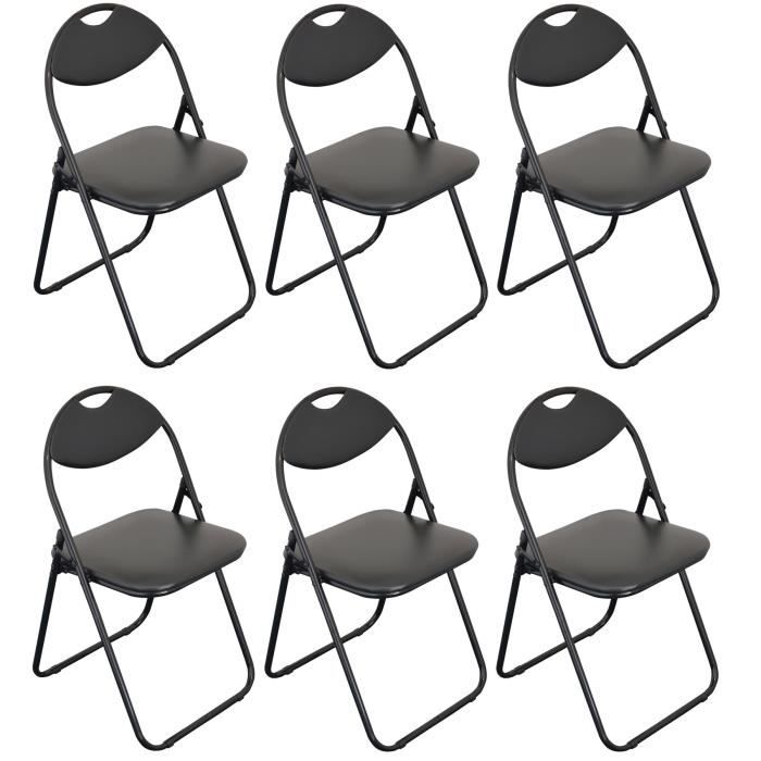 Chaise pliante rembourrée  pour le bureau  entièrement noire  lot de