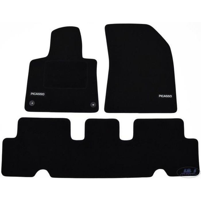 J&J Automotive | Logo Tapis de Sol Noir Velours Compatible Avec C4 PICASSO II 2014-prés