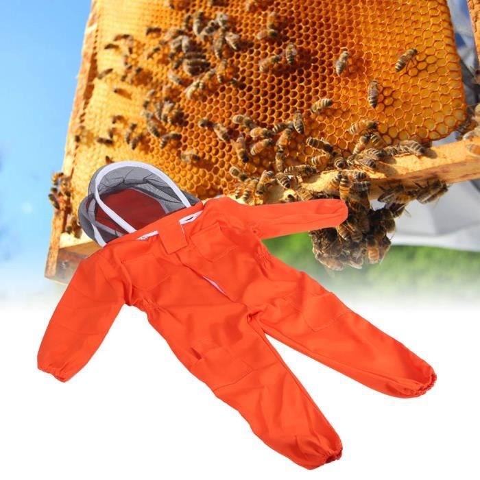 Costume d'apiculture une pièce avec capuche en voile pour Enfants Vêtements de protection pour l'apiculture(Orange L)
