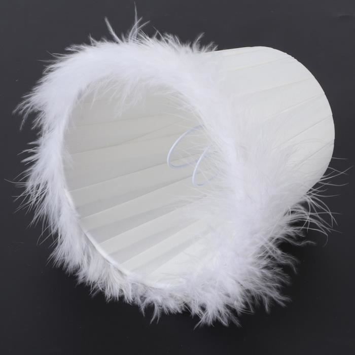 Abat-jour en plumes - Vintage - Blanc - Léger - Éclairage doux - Lampe de nuit LED