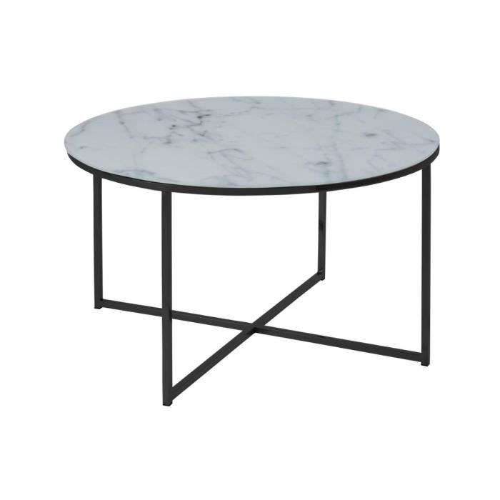 table basse anika en métal avec plateau en marbre artificiel - emob - contemporain - design - rond