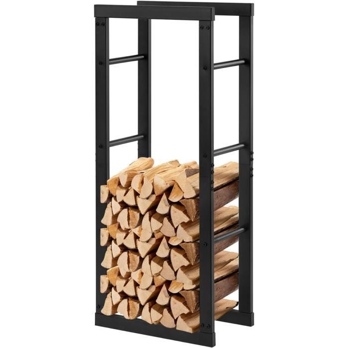 Étagère à Bois Intérieure 2 Niveaux 43x30x74cm Avec 4 Outils De Cheminee En Metal Solide 98411979