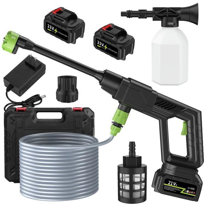 Nettoyeur Haute Pression Sans Fil Portable Olubfdh - Buse 6 En 1, Tuyau 5m, Batterie 21V - Idéal Voiture Et Jardin