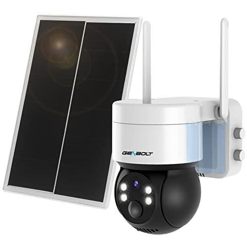 Caméra de Surveillance Solaire GENBOLT - Extérieur - Batterie Rechargeable - Vision Nocturne Couleur
