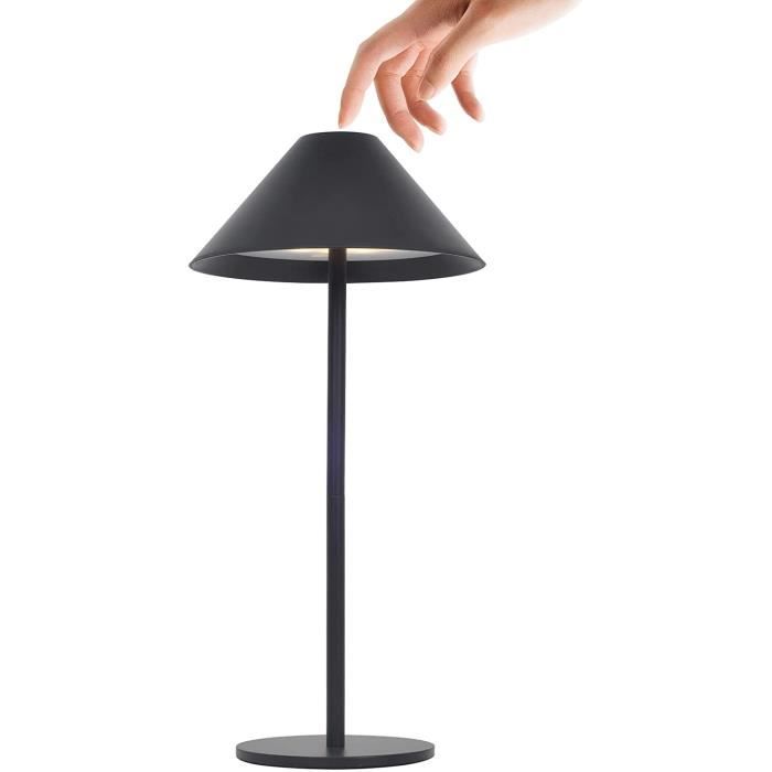 Lampe a Poser LED Contrôle Tactile 4000mAh 3000k sans fil Rechargeable IP54  USB Lampe de Chevet Éclairage -Noir