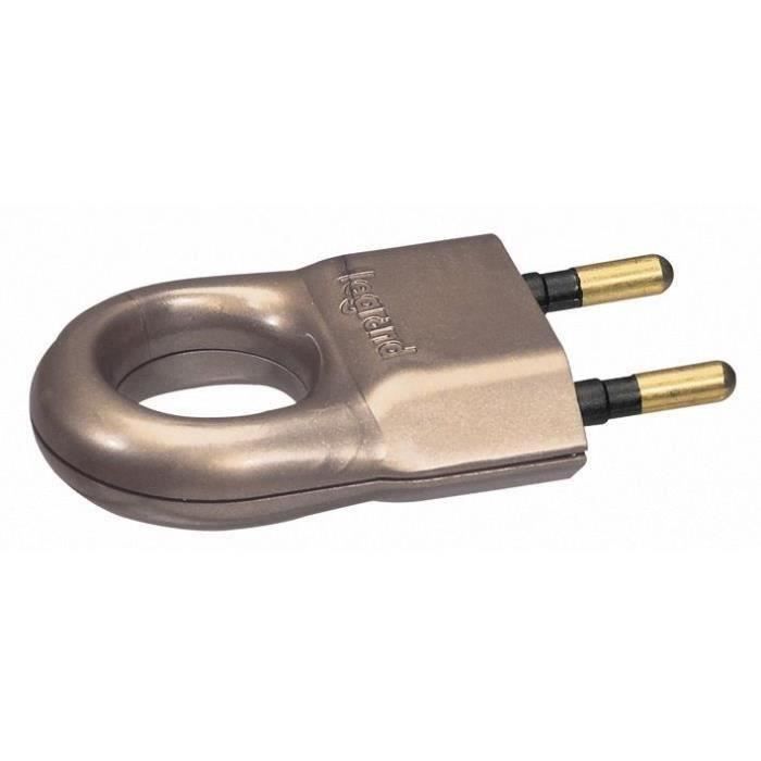 Fiche mâle plate en plastique - 2 phases - 6 A - bronze