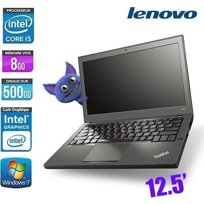 Top achat PC Portable LENOVO THINKPAD X250 I5 5300U 2.3Ghz 8GO 500GO pas cher