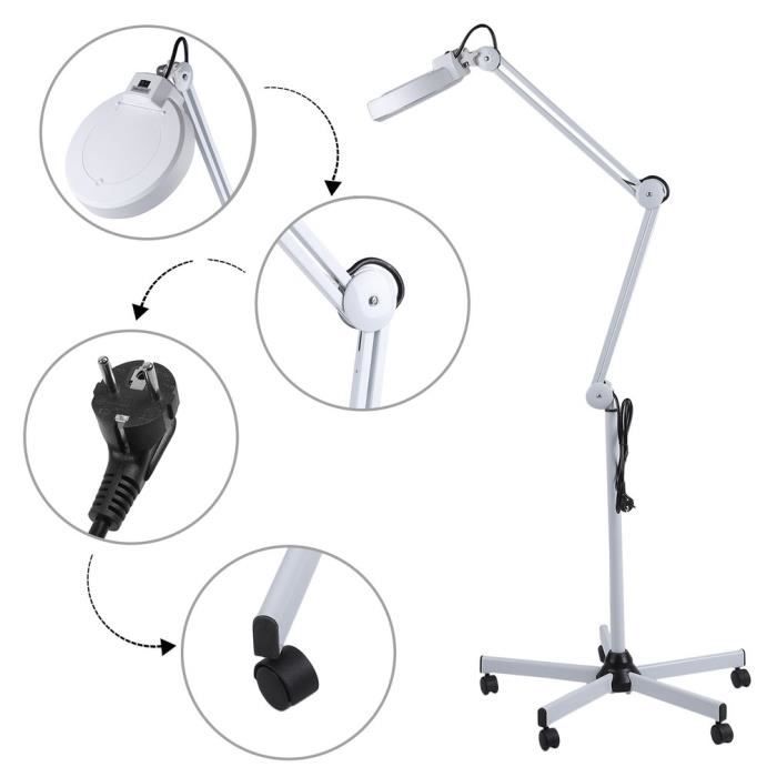 Lampe Loupe 5 Dioptries Avec Pied à 4 Roulettes - Éclairage Esthétique - Neuf