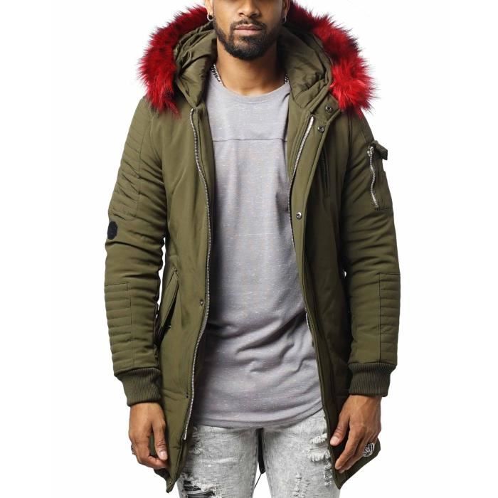 Parka Hiver Col Fourrure Homme Project X Paris 88165512 Vert fourrure rouge Cdiscount Pret a Porter