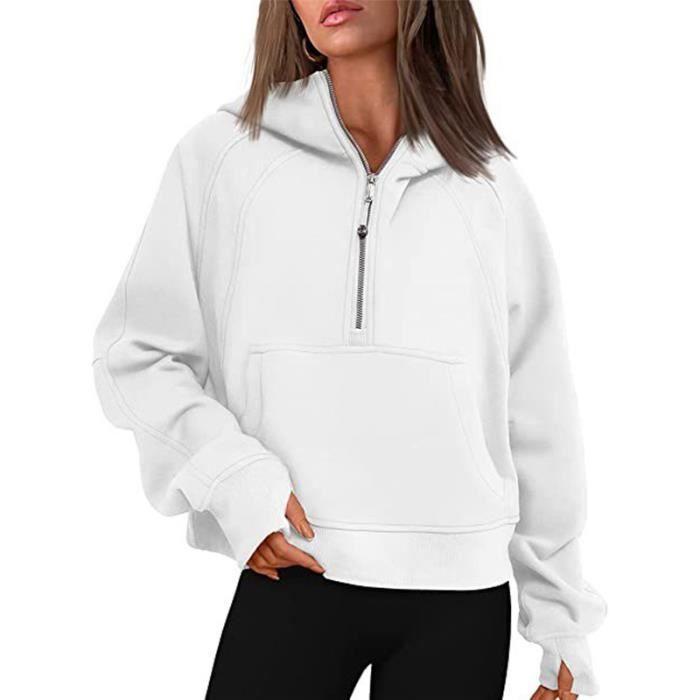 Pull Femme LEOCLOTHO Sweat-Shirt à Manches Longues Demi-zip