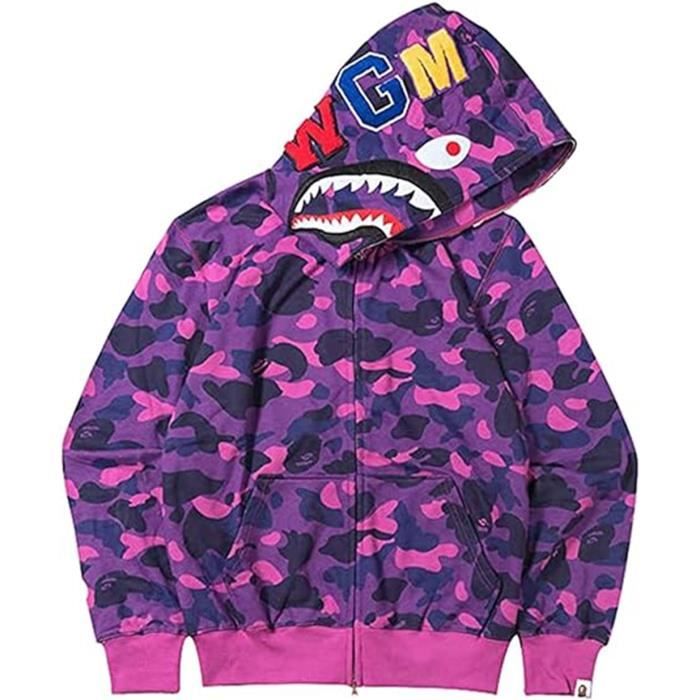 Homme Bape Shark Sweat a Capuche Veste Bape Shark Impression 3D Bape Hoodie Camouflage Bape Sweat Zipper Pull Bape Violet S Violet Cdiscount Pret a Porter