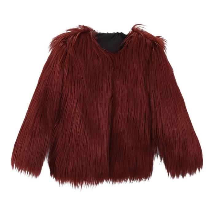 Manteau Court Femme En Fausse Fourrure - Veste Chaude Manches Longues, Taille Grande - 9