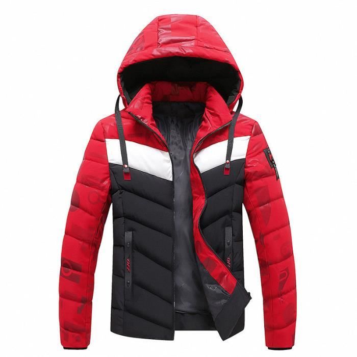 Doudoune de marque de luxe pour hommes color block doudoune doudoune en coton amovible a capuche Noir Cdiscount Pret a Porter