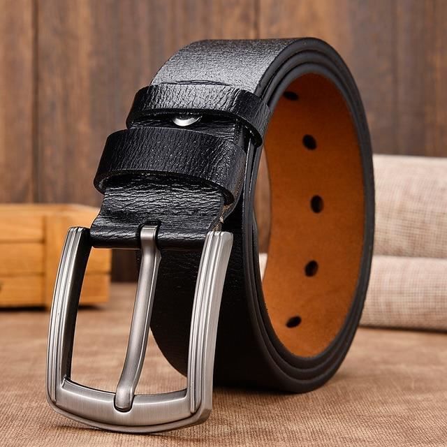 CEINTURE LFMB Ceinture large en cuir veritable a boucle vintage pour homme nouvelles ceintures masculines a nz333 black Blanc Cdiscount Pret a Porter