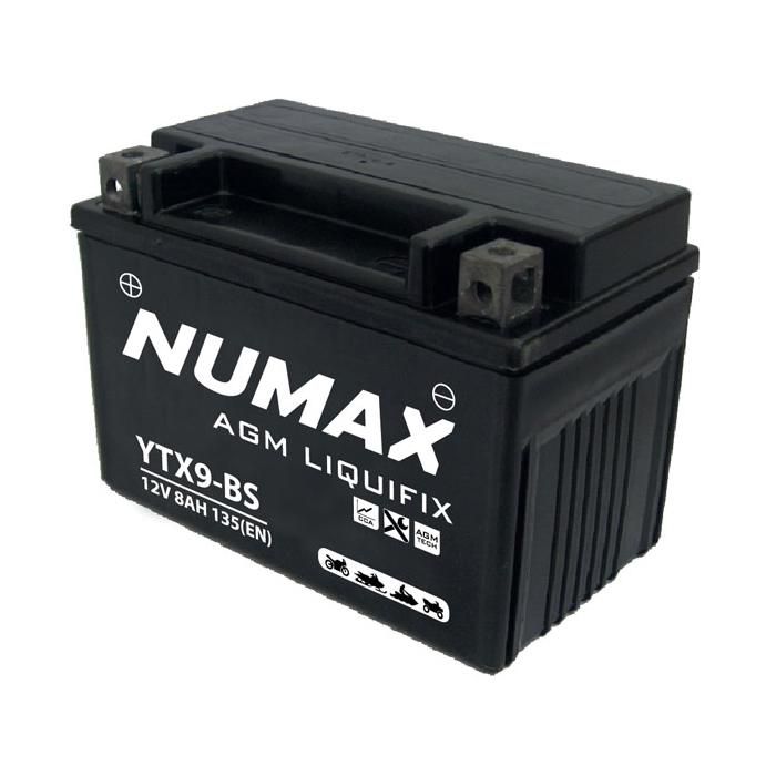 Batterie moto Numax Premium AGM avec pack acide YTX9-BS 12V 8Ah 135A