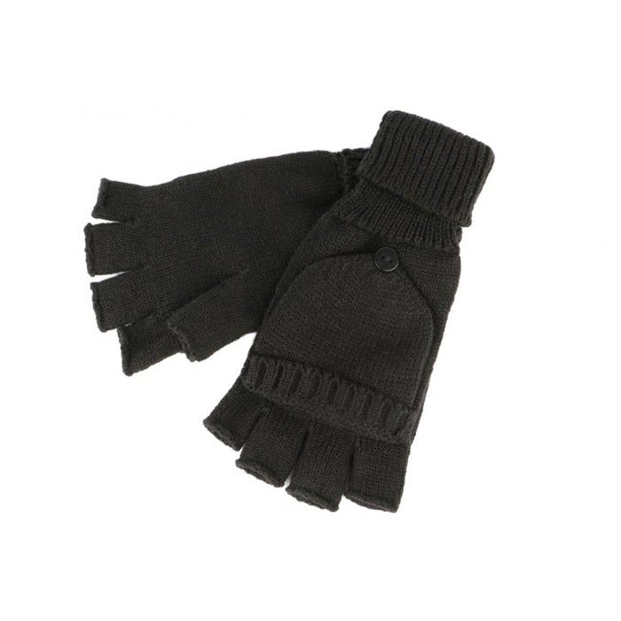 Gants Mitaine et Moufle Noir en Laine Carpsy - Noir - Taille unique