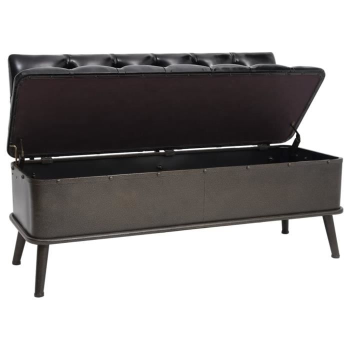 Banc dentrée avec rangement et dossier - OVONNI - BONNEVIE® - Noir Similicuir - 110 x 52 x 75 cm