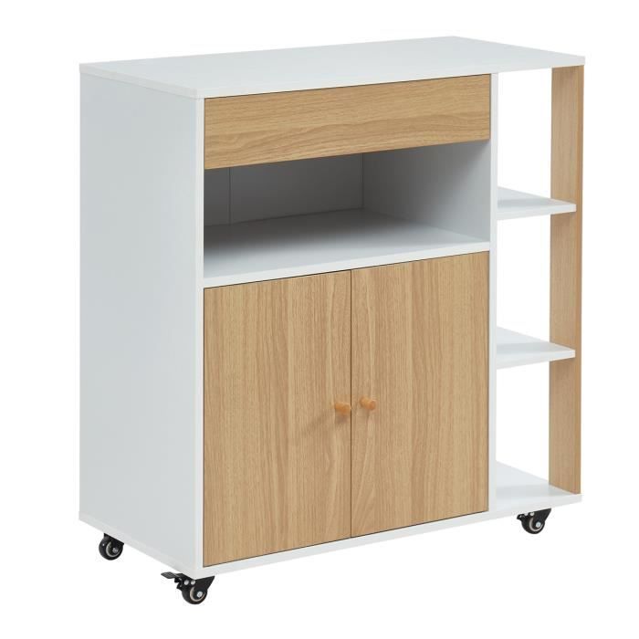 Meuble de rangement cuisine en bois coloris blanc chêne 80 x 39 x