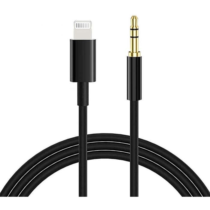 Cable Audio Voiture Adaptateur Prise Jack Auxiliaire Compatible pour iPhone 11 11 PRO X XR 8 7 6