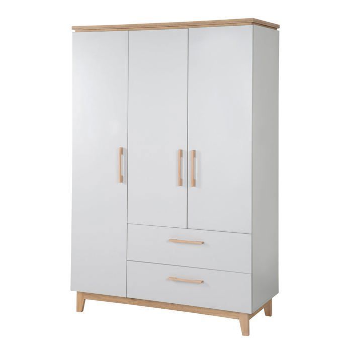 Armoire Bébé 3 Portes Battantes Caro - ROBA - Gris Clair / Chêne - Penderie Tiroirs et Étagères Armoire Bébé 3 Portes Battantes Caro - ROBA - Gris Clair / Chêne - Penderie Tiroirs et Étagères