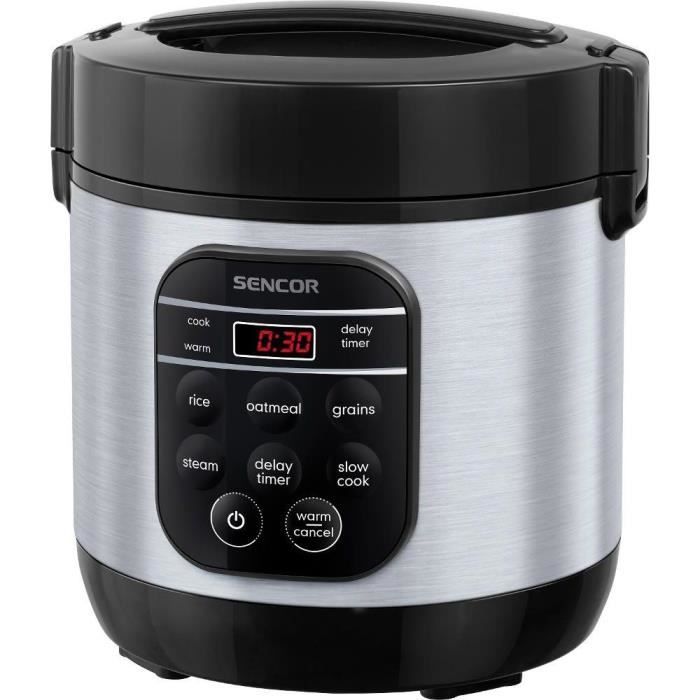 Cuiseur à riz Sencor SRM 0650SS - 5 modes de cuisson - Cuisson vapeur incluse - 600 ml - Noir/Argent
