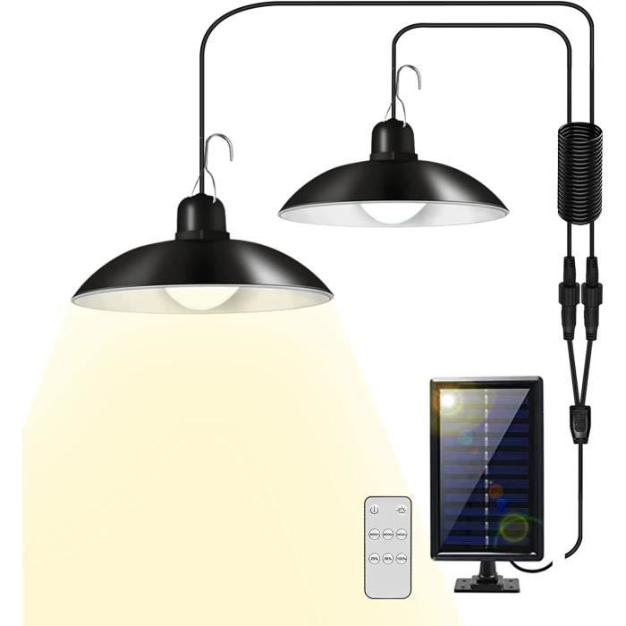 Lampe Avec Panneau Solaire 2 Lampes Solaires Suspendues IP44 - 30 LED 3500K Télécommande | Éclairage Jardin Terrasse 3m Lumières Solaires IP44