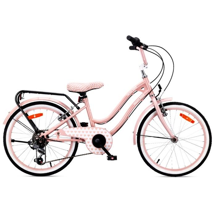 Vélo Enfant - Heart Bike - Roues 20 - 6 à 10 ans - V-Brake - porte-bagages - garde-boue - Rose