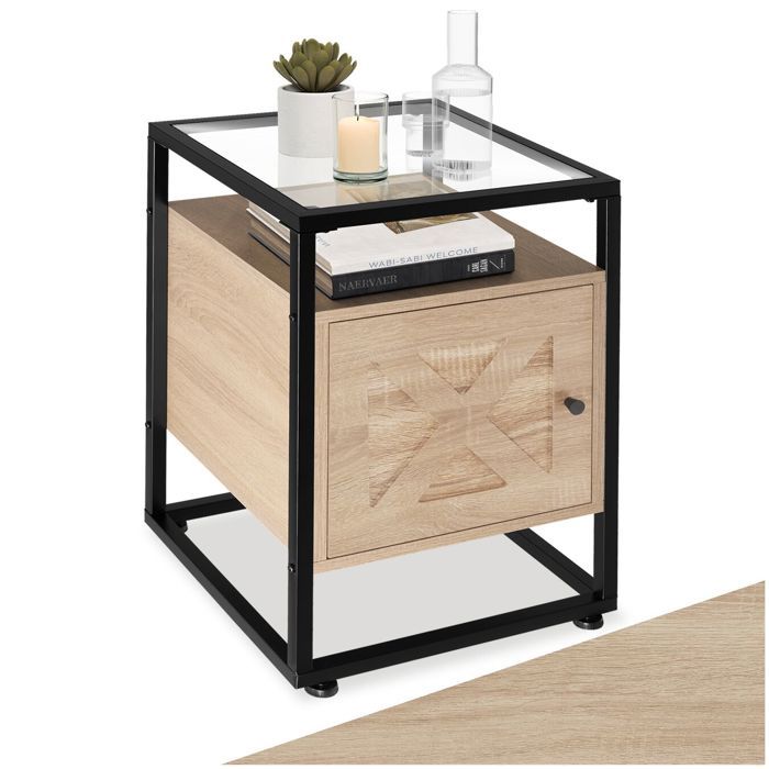 Table dappoint - TECTAKE - Table de chevet KIDDERMINSTER au style industriel en bois et acier 40 x 43 x 60 5 cm - Bois clair Table dappoint - TECTAKE - Table de chevet KIDDERMINSTER au style industriel en bois et acier 40 x 43 x 60 5 cm - Bois clair