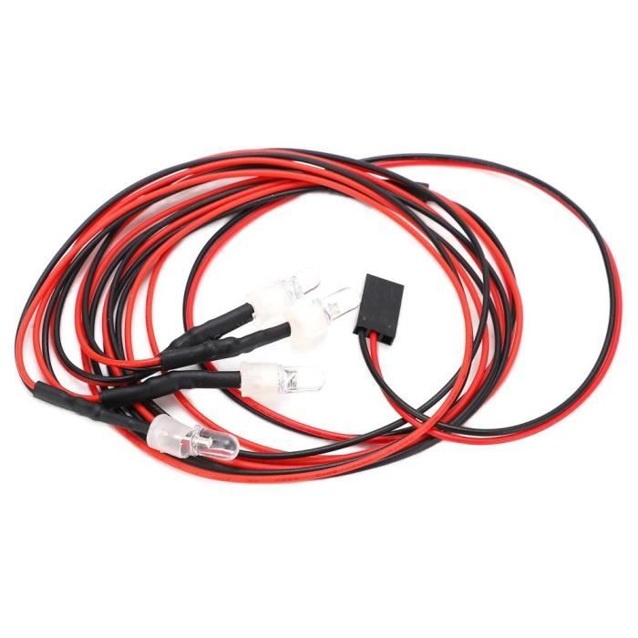 Pwshymi Kit Éclairage LED RC – 4 Phares (2 Blancs, 2 Rouges) – Tension 5-11V – Fil 70 Cm – Pour Voiture Drift, Camion, Tank