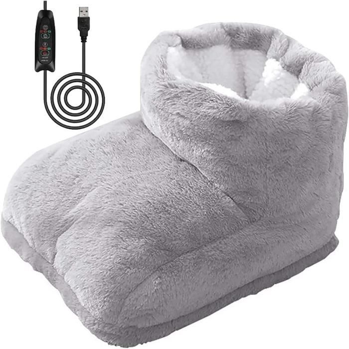 Chauffe-pieds électrique Beige – Lavable, Velours Cristal, Pour L'hiver, 27x26x22cm