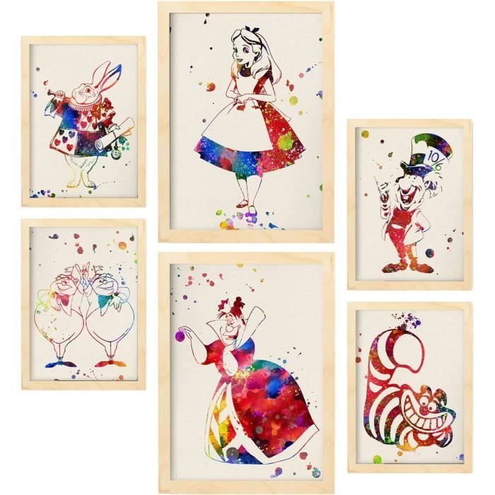 Alice Au Pays Des Merveilles Affiches. Illustrations De Style Aquarelle De Contes, Films Et