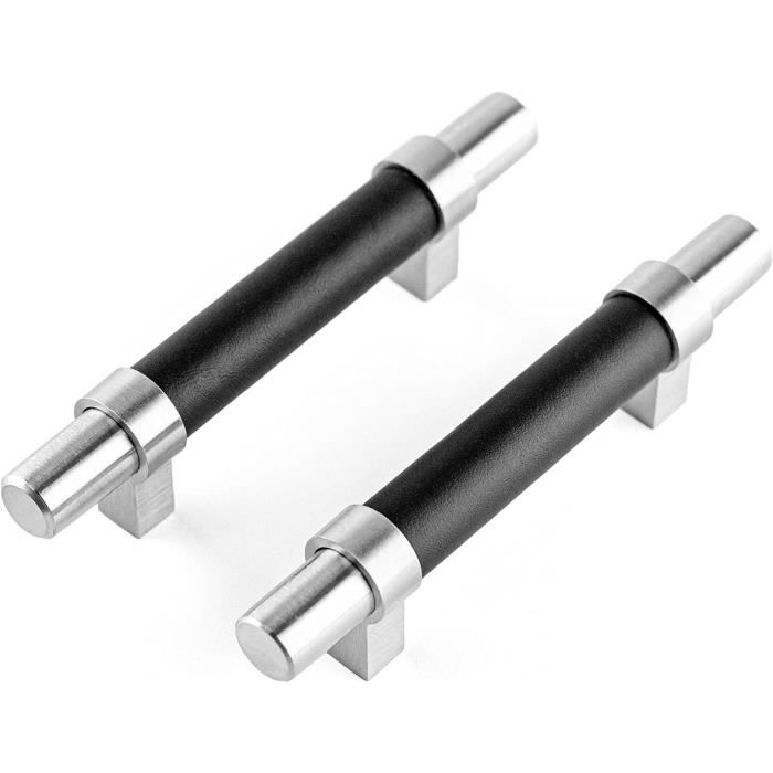 Lot 2 Chaises Tissu Noir Vintage Avec Poignée Et Pieds Noirs - MUSE 2