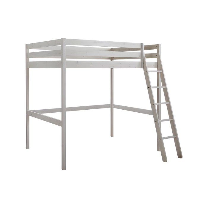 Lit mezzanine - 140 x 190 cm - Pin massif - Blanchi -GEDEON II