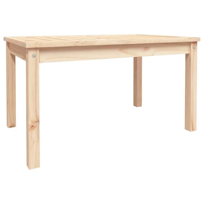 table de jardin - vgeby - bois massif de pin - blanc - rectangulaire - naturel