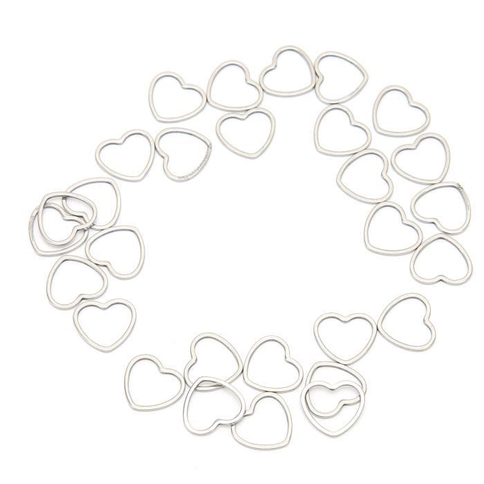 Pendentifs Cadre Ouvert 20 Pendentifs Cœur Lunette Ouverte - Acier Inoxydable - Pour DIY Bijoux (Collier, Bracelet) Breloque Collier Personnalisable