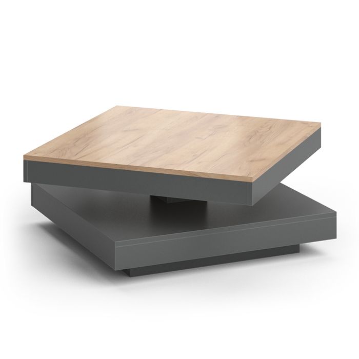vicco table basse elias, pivotante à 360°, 70 x 70 x 34 cm, table de salon, table